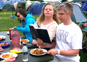 Jamie showing that the word is all the food he needs!