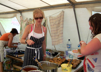 Hazel and Sharon pretending to work